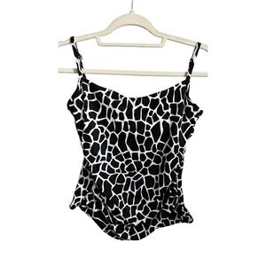 Miraclesuit Animal Print Giraffe Tankini Underwire Swim Top Size 8